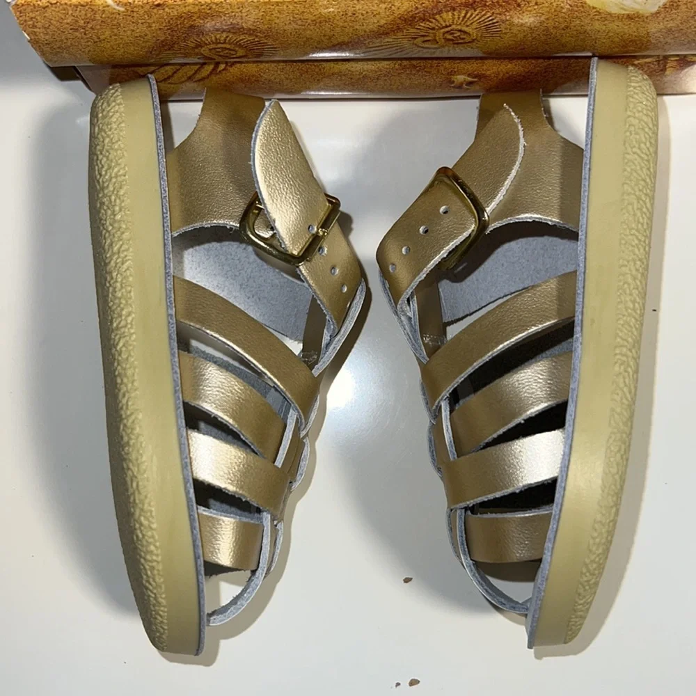 AUTH NIB Salt Water Sandal by Hoy Shoes Sun-San - Sailors GOLD